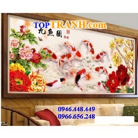 Tranh gắn đá cửu ngư quần hội